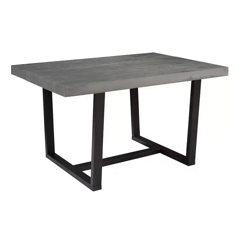 Table de salle à manger moderne en bois massif vieilli et métal, style industriel-fermier