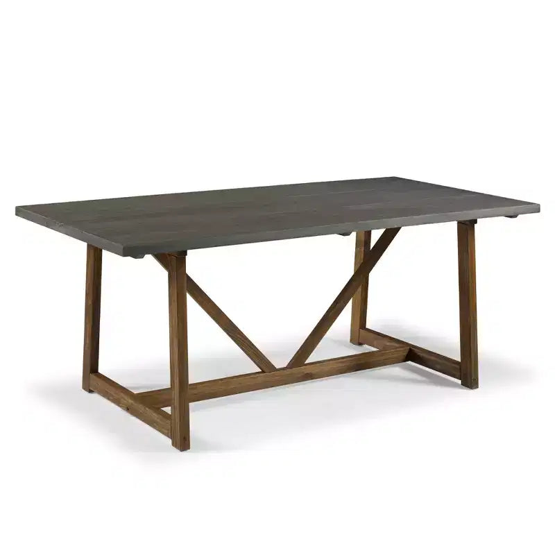 Table de salle à manger moderne en bois massif vieilli et métal, style industriel-fermier
