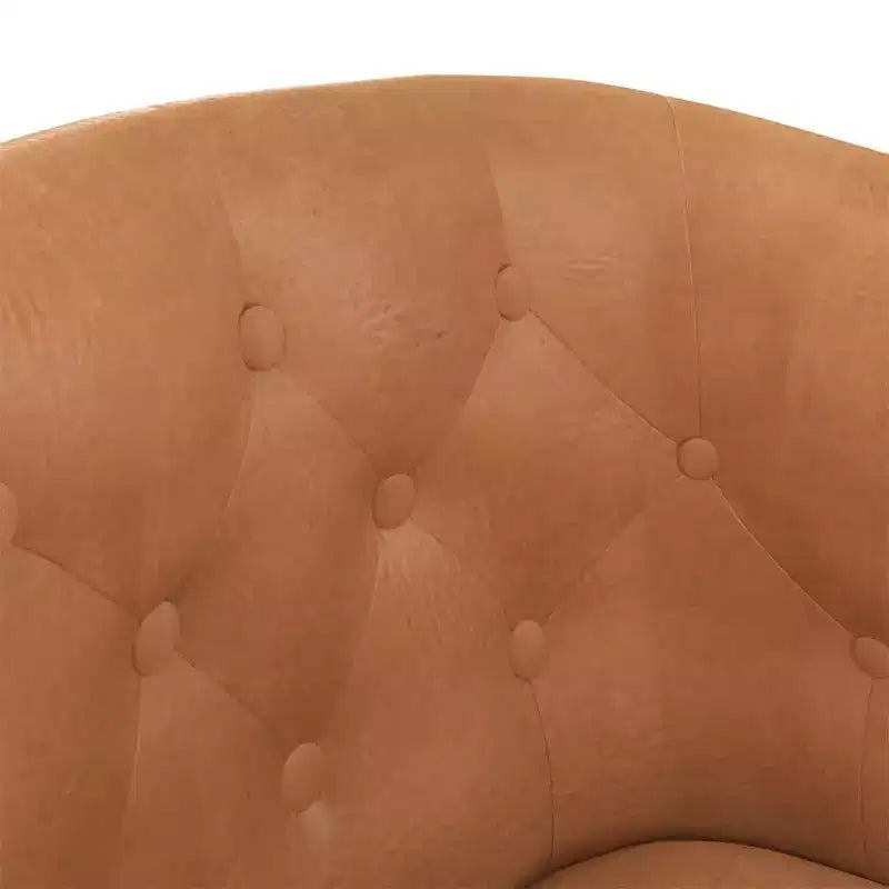 Fauteuil baignoire en similicuir marron avec pouf - Sièges modernes