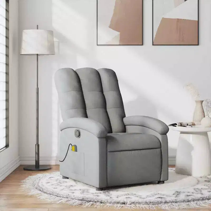 Fauteuil inclinable de massage en tissu gris clair - Inclinaison manuelle