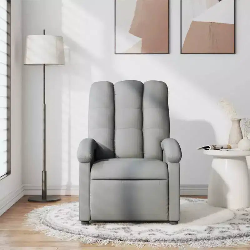 Fauteuil inclinable de massage en tissu gris clair - Inclinaison manuelle