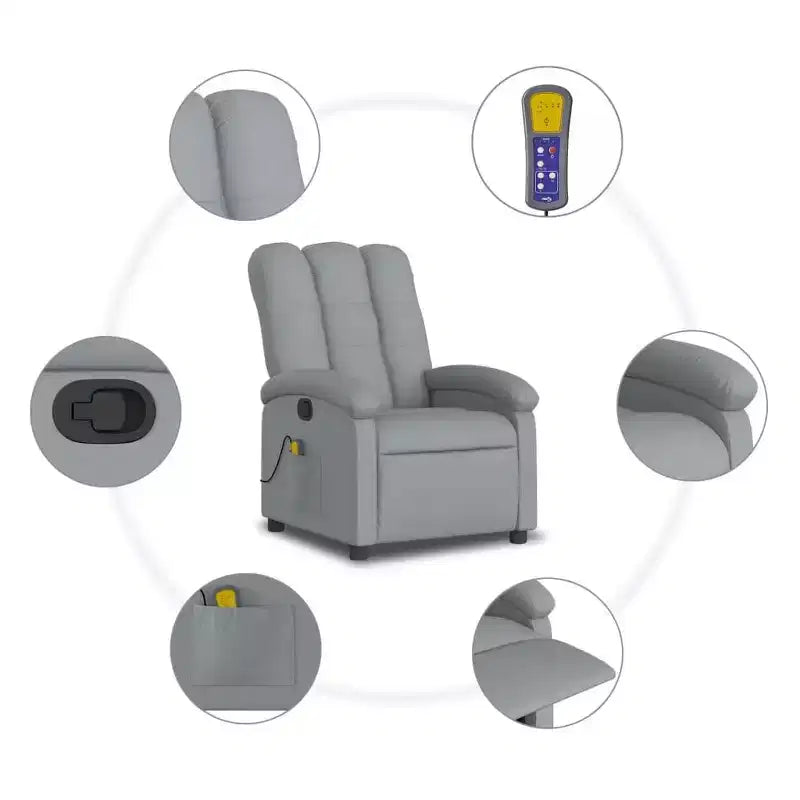 Fauteuil inclinable de massage en tissu gris clair - Inclinaison manuelle