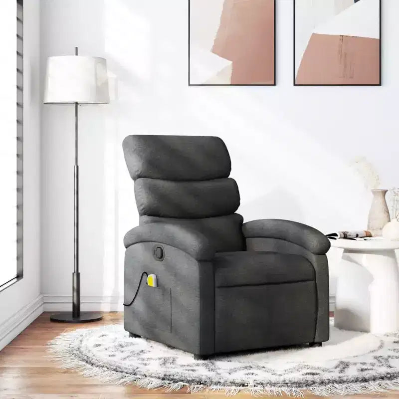 Fauteuil inclinable de massage en tissu gris foncé - Fauteuil de relaxation manuel réglable