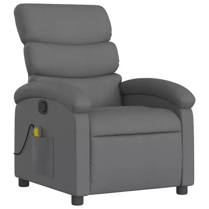 Fauteuil inclinable de massage en tissu gris foncé - Fauteuil de relaxation manuel réglable