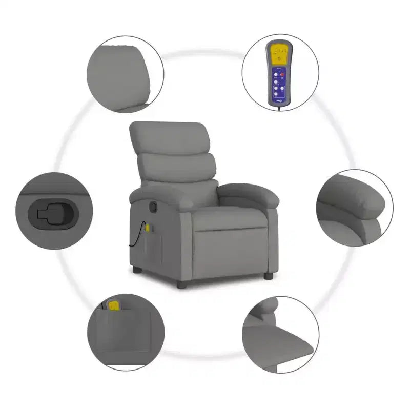 Fauteuil inclinable de massage en tissu gris foncé - Fauteuil de relaxation manuel réglable