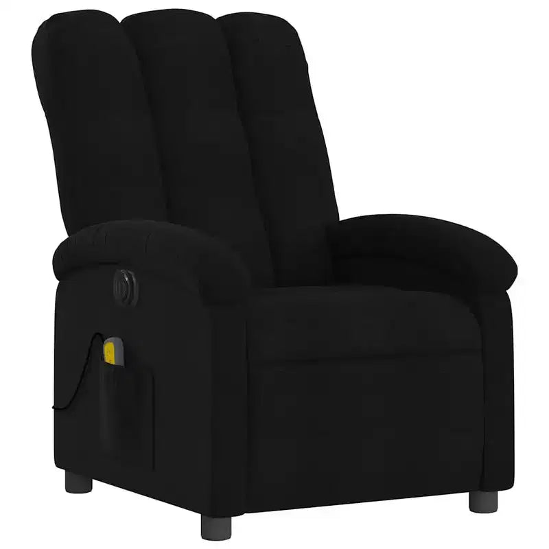 Fauteuil de massage électrique inclinable - Dossier à oreilles, tissu noir, réglage motorisé