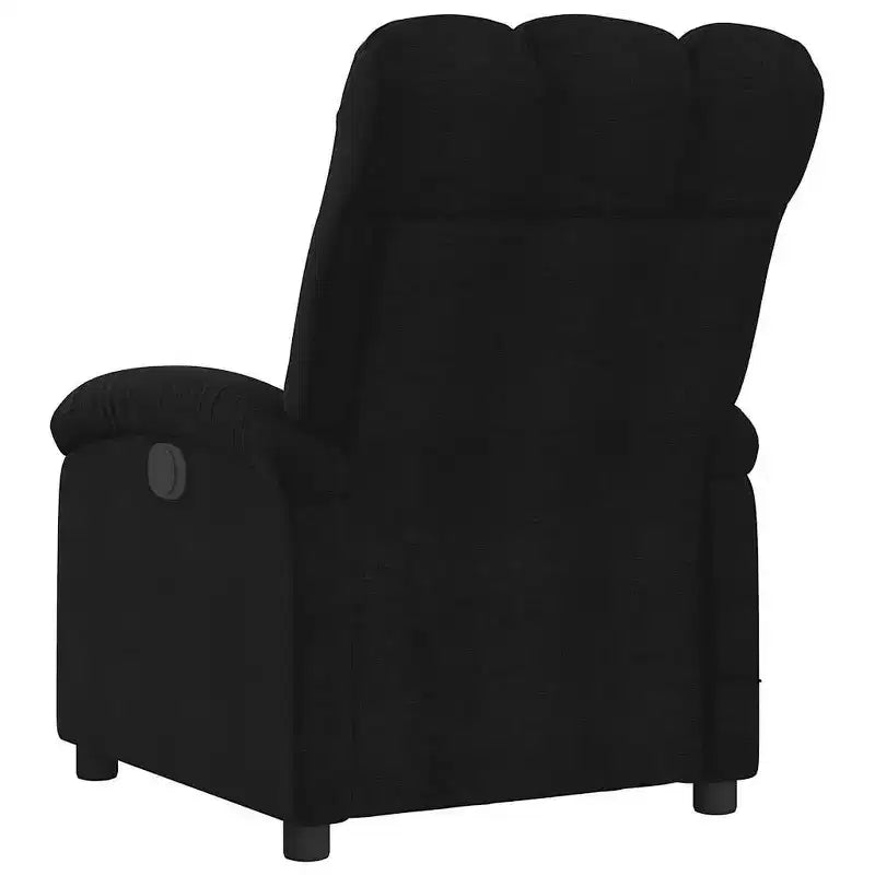 Fauteuil de massage électrique inclinable - Dossier à oreilles, tissu noir, réglage motorisé