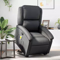 Fauteuil inclinable électrique releveur en cuir noir avec massage et inclinaison manuelle