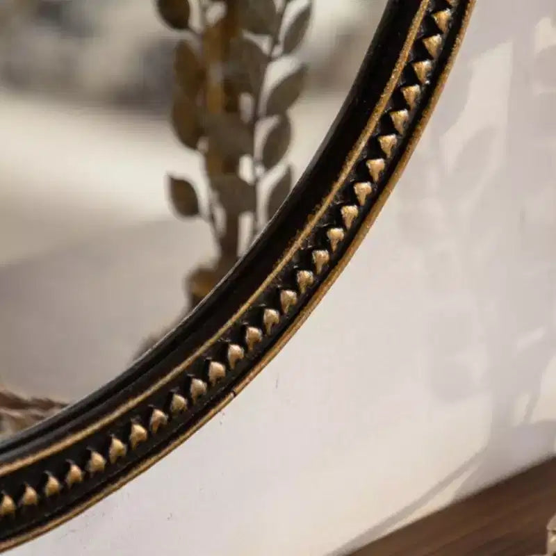 Miroir mural décoratif rond vintage avec cadre perlé