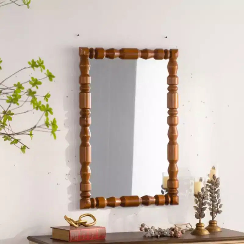 Miroir mural rectangulaire en bois sculpté vintage, miroir décoratif