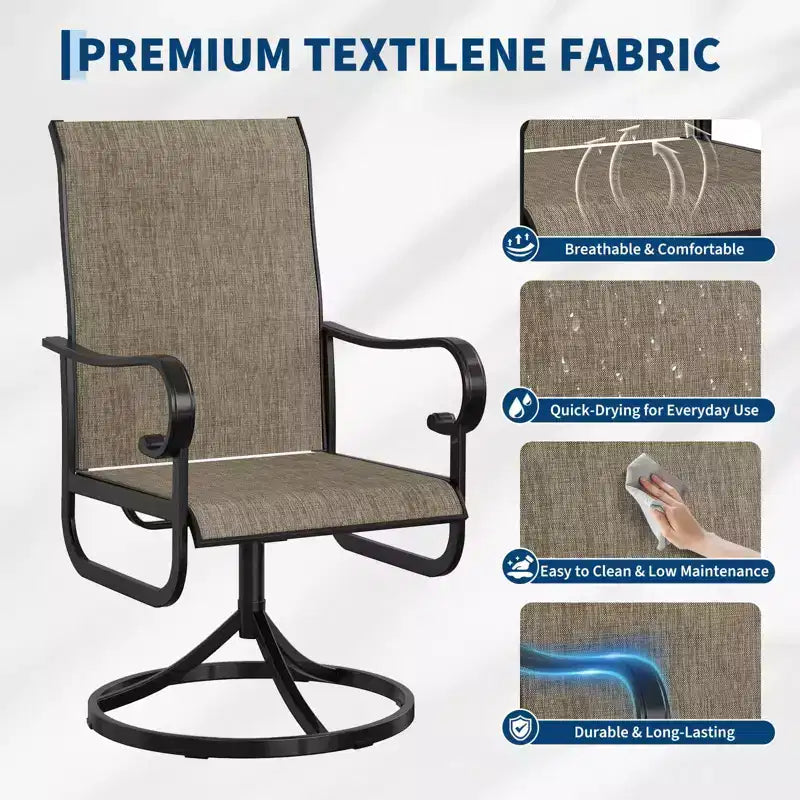 Fauteuil de patio pivotant, avec balancelle en métal