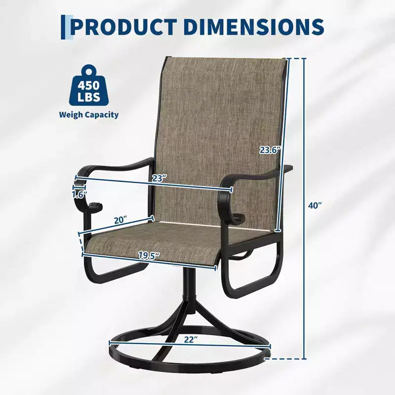 Fauteuil de patio pivotant, avec balancelle en métal
