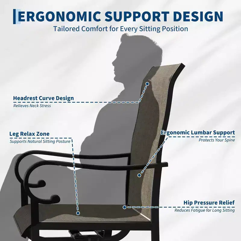 Fauteuil de patio pivotant, avec balancelle en métal
