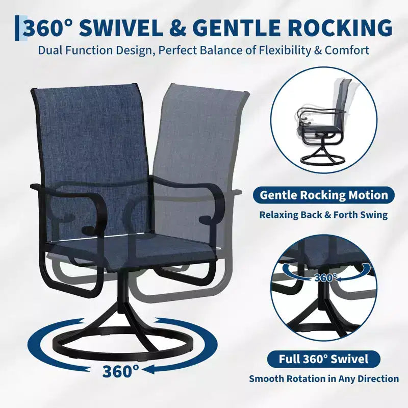 Fauteuil de patio pivotant, avec balancelle en métal