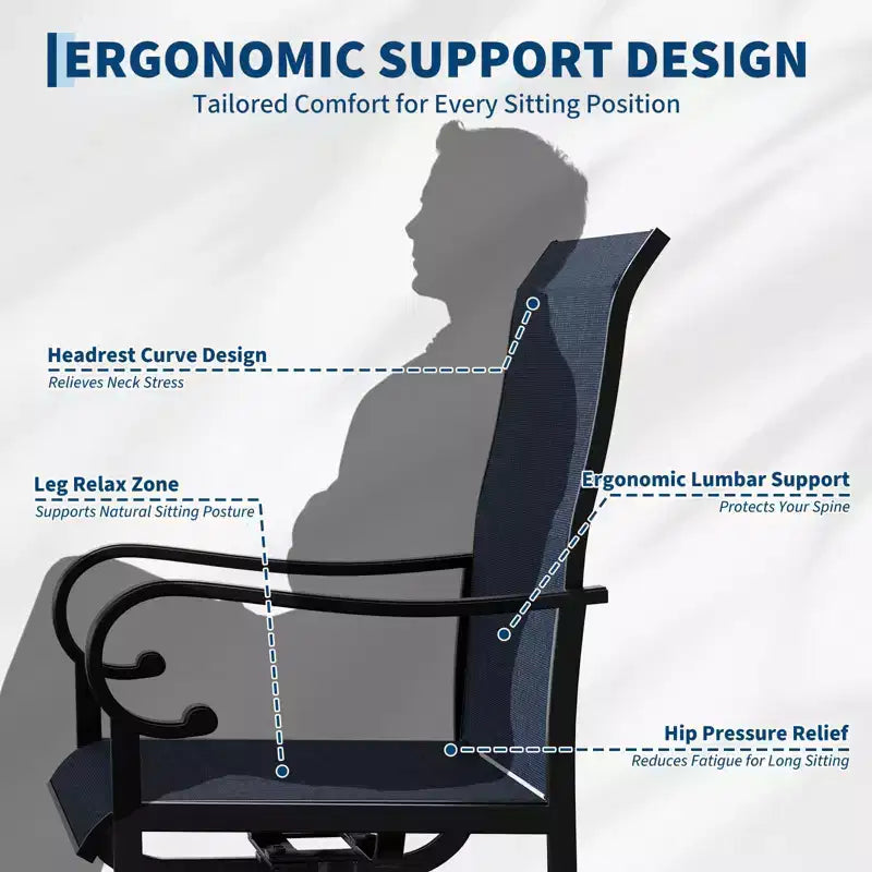 Fauteuil de patio pivotant, avec balancelle en métal