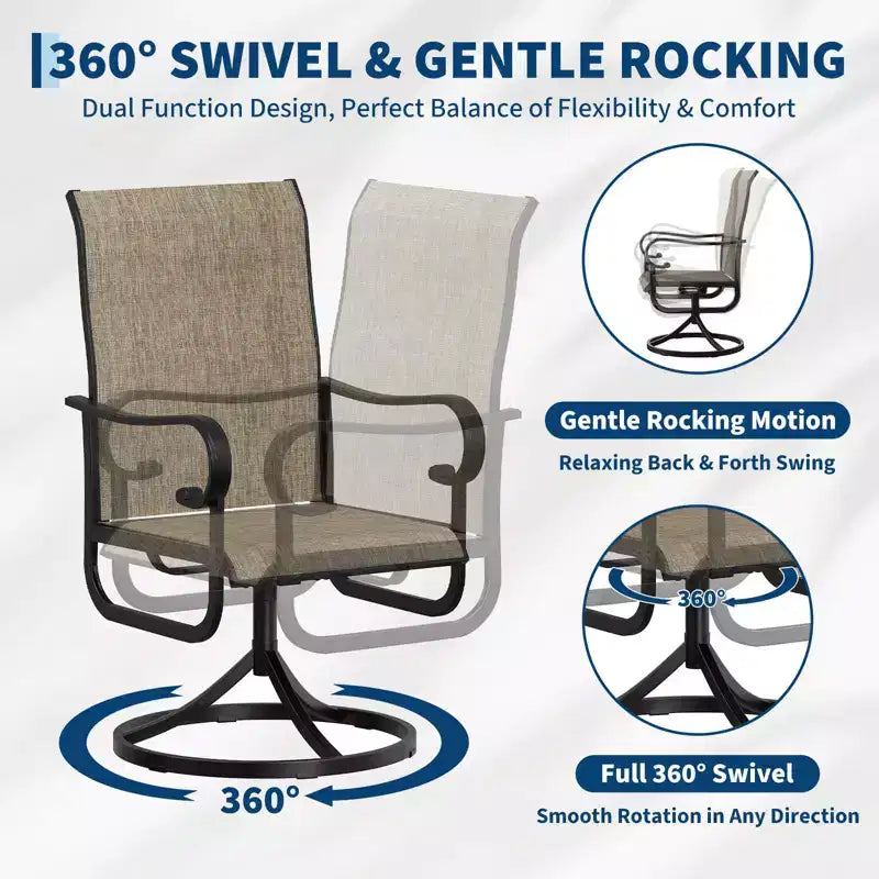 Fauteuil de patio pivotant, avec balancelle en métal