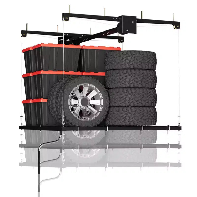 Support de rangement suspendu pour garage, capacité de 159 kg, levage à manivelle