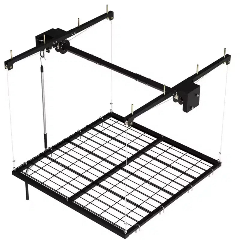 Overhead Garage Storage Rack  48x48, 350 lb Capacity, Manual Crank Lift, Adjustable Carbon Steel  Choose Color (White, Black)