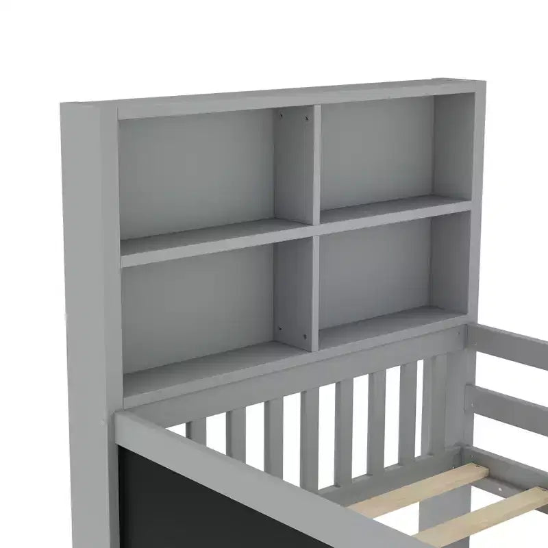 Lit plateforme double/grand format avec tiroirs de rangement et étagères, lit de rangement en bois
