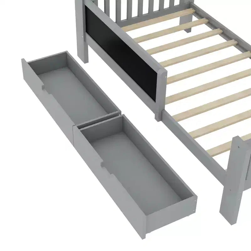 Lit plateforme double/grand format avec tiroirs de rangement et étagères, lit de rangement en bois