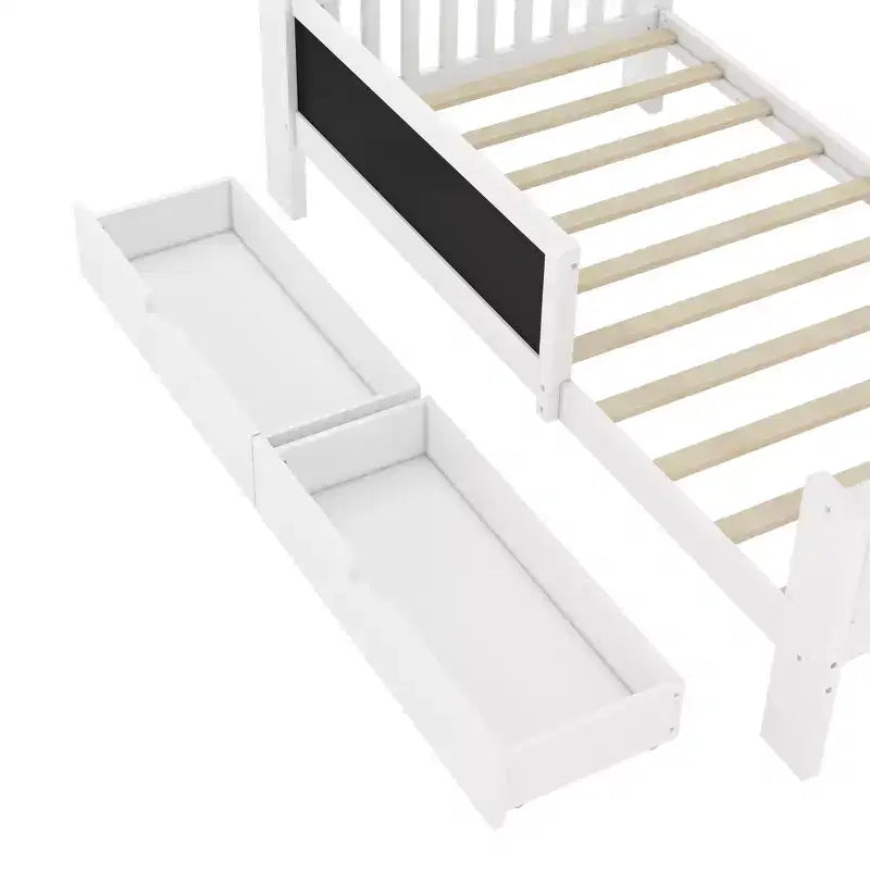 Lit plateforme double/grand format avec tiroirs de rangement et étagères, lit de rangement en bois