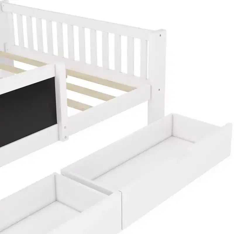 Lit plateforme double/grand format avec tiroirs de rangement et étagères, lit de rangement en bois