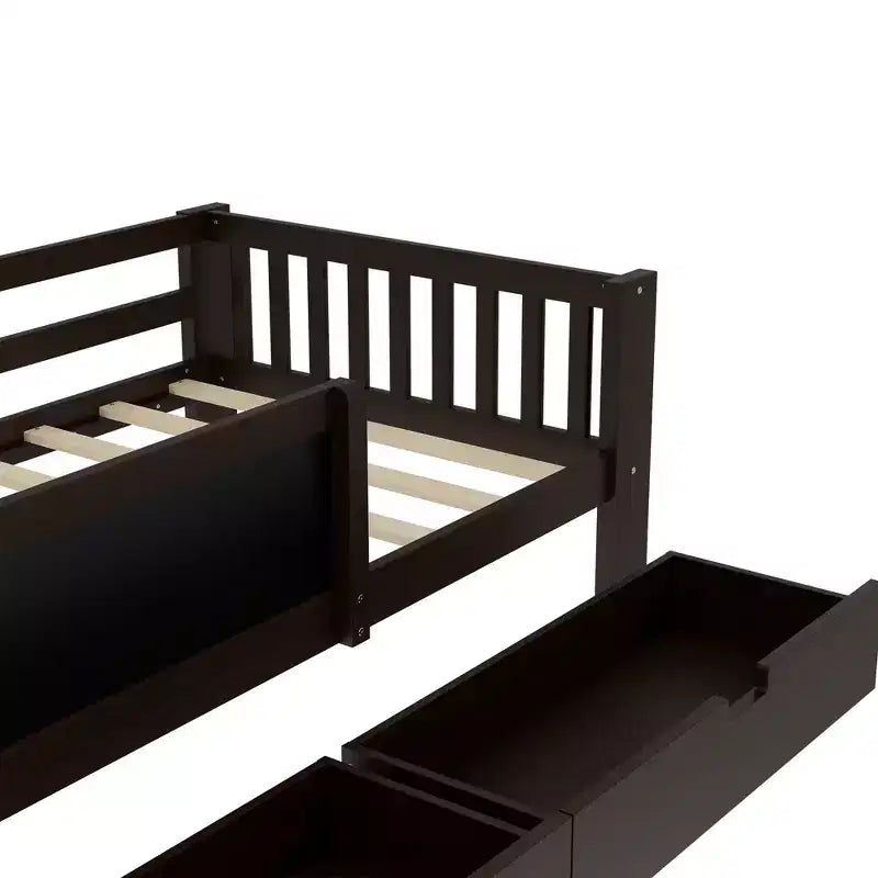 Lit plateforme double/grand format avec tiroirs de rangement et étagères, lit de rangement en bois