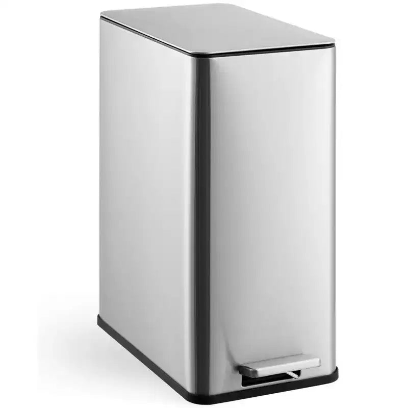 Poubelle à pédale Slim Soft-Close 15 L (4 gallons) en acier inoxydable pour l'intérieur