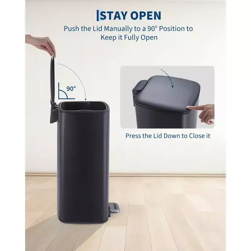 Poubelle à pédale 30 L en acier inoxydable avec couvercle à fermeture amortie
