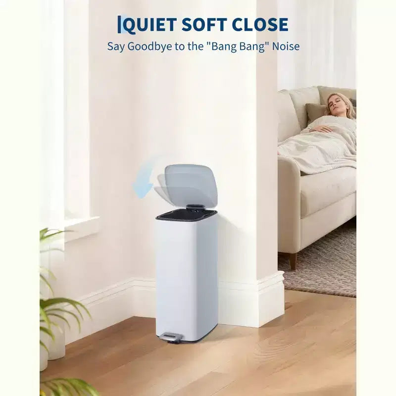 Poubelle à pédale 30 L en acier inoxydable avec couvercle à fermeture amortie
