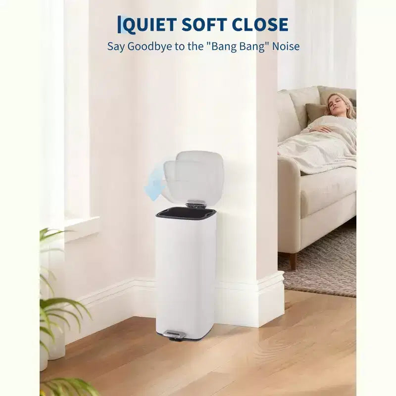 Poubelle à pédale 30 L en acier inoxydable avec couvercle à fermeture amortie