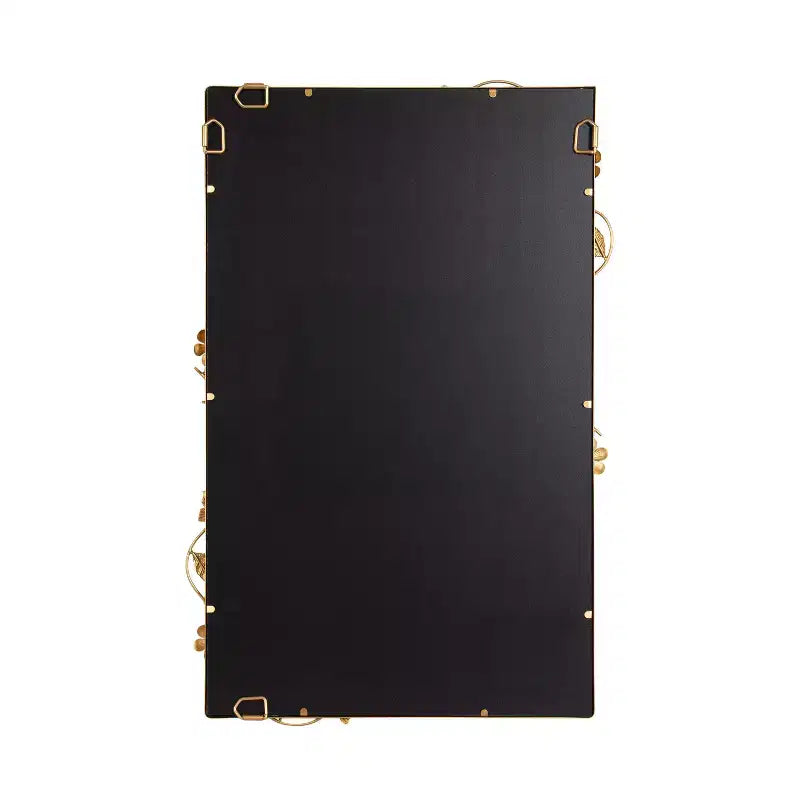 Miroir Rectangulaire Floral en Métal, Doré