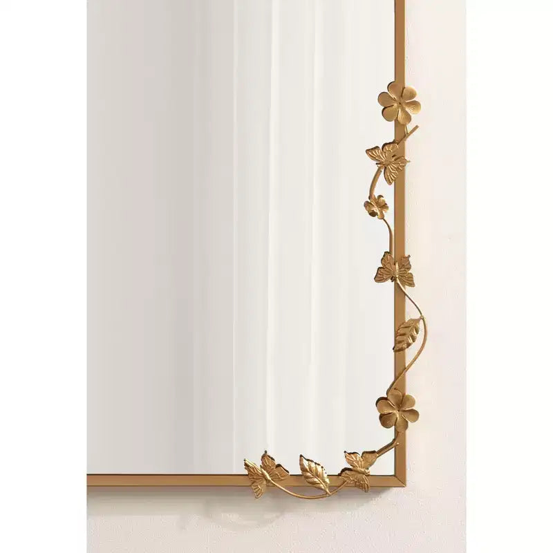 Miroir Rectangulaire Floral en Métal, Doré