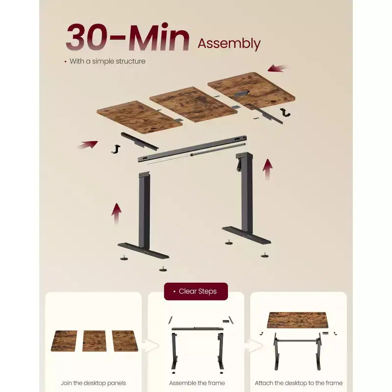 Bureau électrique réglable en hauteur, Rappel de sédentarité, 4 hauteurs mémorisables