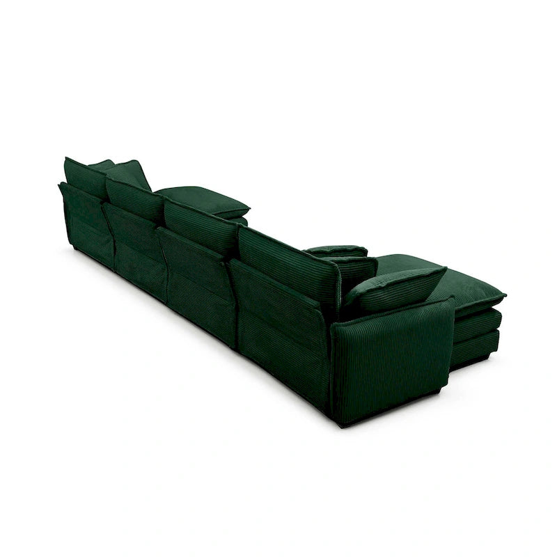 Green 6-piece Oversized Corduroy Upholstered U-Shaped Modular Sectional Sofa with 2 Removable Ottoman and Free Combination