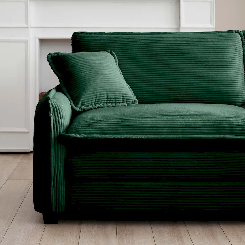 Green 6-piece Oversized Corduroy Upholstered U-Shaped Modular Sectional Sofa with 2 Removable Ottoman and Free Combination