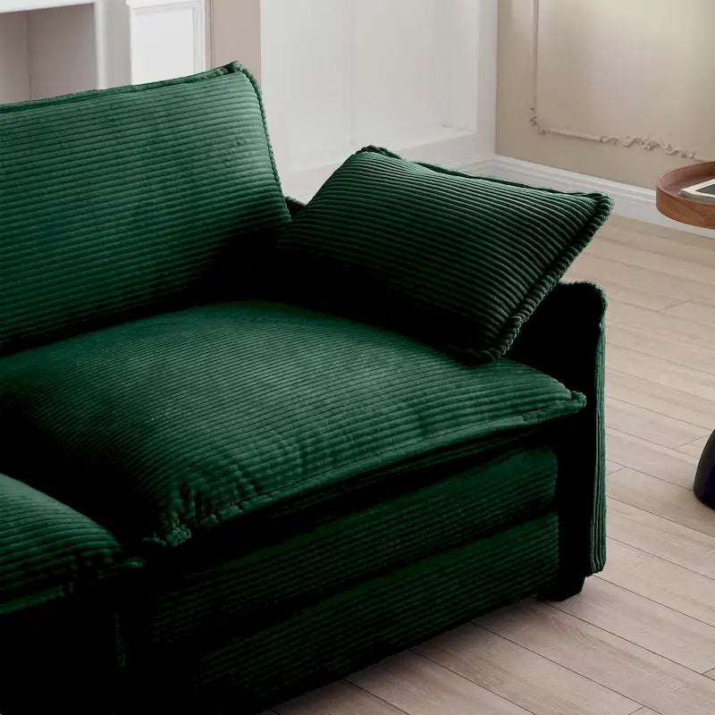 Green 6-piece Oversized Corduroy Upholstered U-Shaped Modular Sectional Sofa with 2 Removable Ottoman and Free Combination