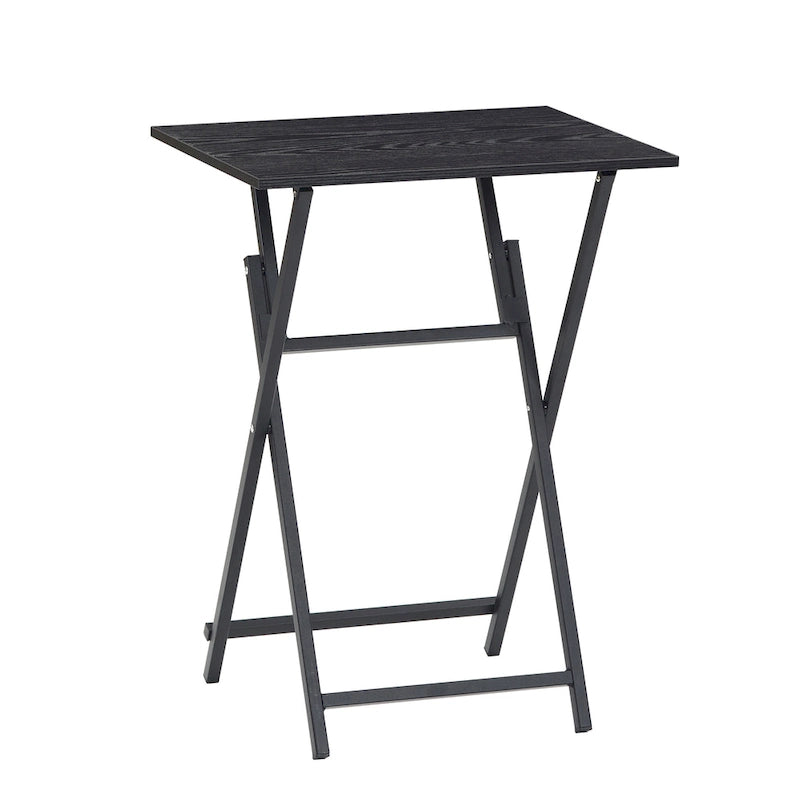 2-Piece Folding TV Tray Table,Portable Sofa Side Table,Industrial Snack Table, Space-Saving Easy to Fold Wood Rustic