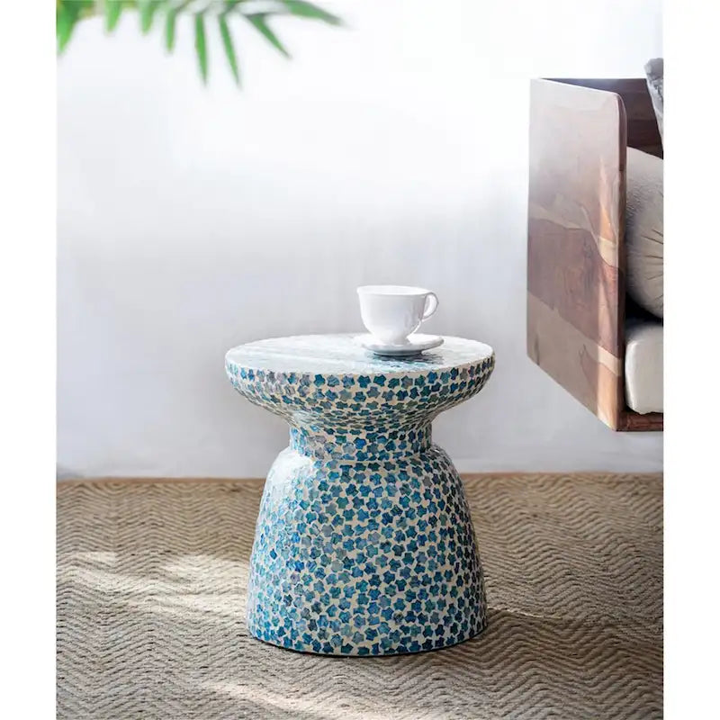 D15x16 Capiz Garden Stool Small Side Table