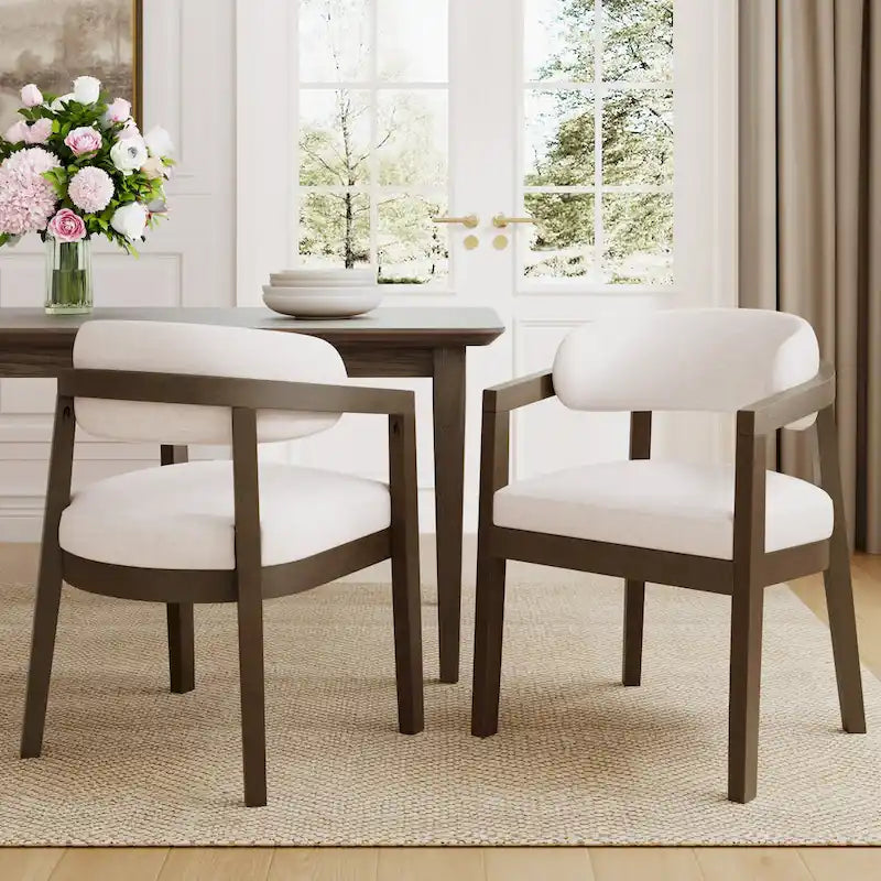 Christopher Knight Home - Carter Modern Dining Armchair Set of 2 with Upholstered Seating and Solid Wood Frame
