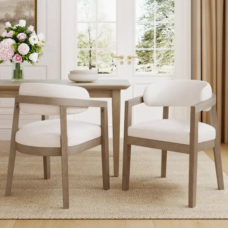 Christopher Knight Home - Carter Modern Dining Armchair Set of 2 with Upholstered Seating and Solid Wood Frame