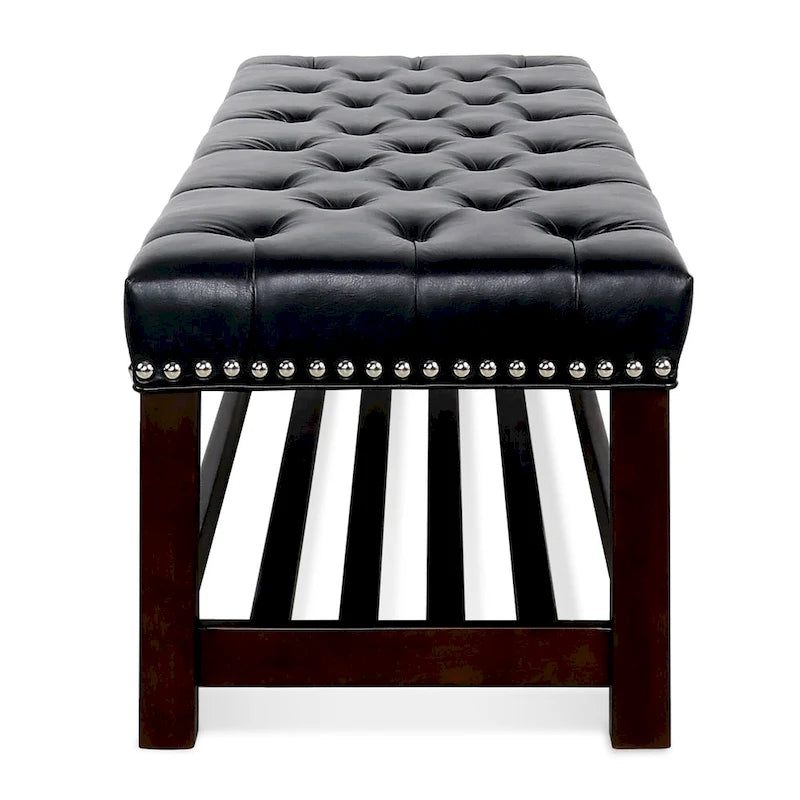 Christopher Knight Home - Florian Tufted Upholstered End of Bed Bench with Nailhead Trim and Shelf