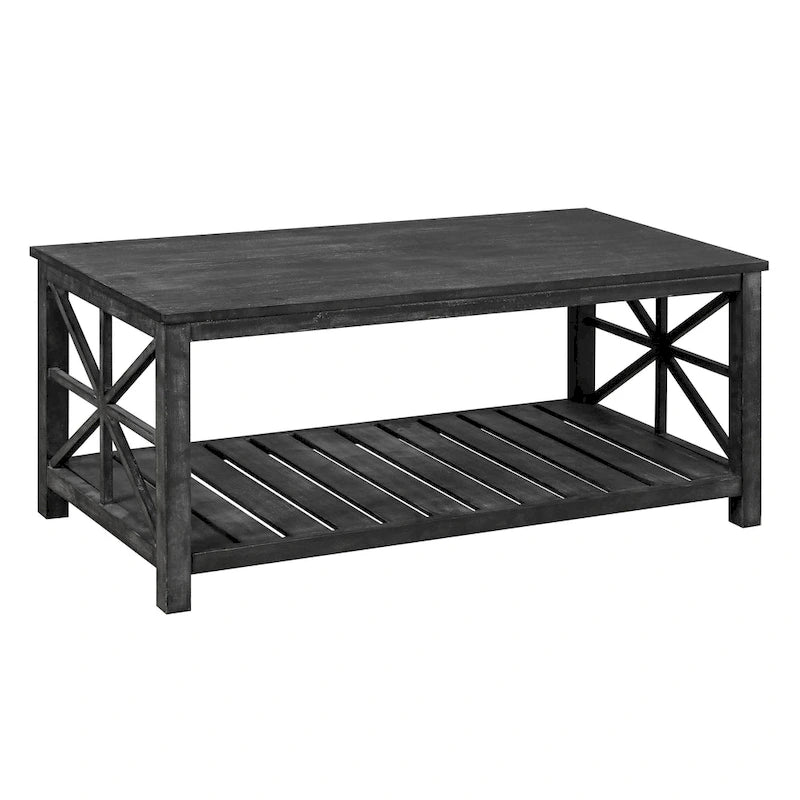 GDFStudio - Nathaniel Rustic Wood Coffee Table with Spacious Storage - 47.24 W x 23.62 D x 19.68 H