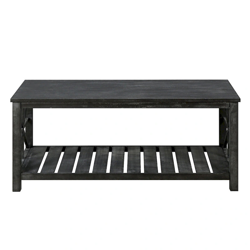 GDFStudio - Nathaniel Rustic Wood Coffee Table with Spacious Storage - 47.24 W x 23.62 D x 19.68 H