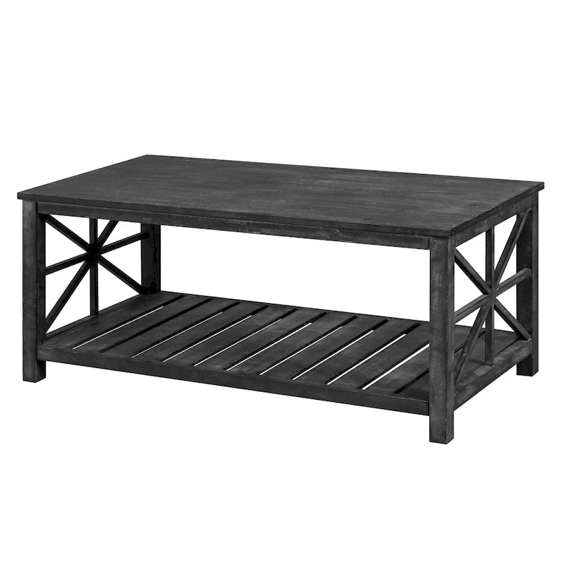 GDFStudio - Nathaniel Rustic Wood Coffee Table with Spacious Storage - 47.24 W x 23.62 D x 19.68 H