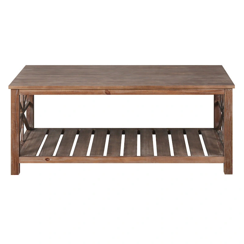 GDFStudio - Nathaniel Rustic Wood Coffee Table with Spacious Storage - 47.24 W x 23.62 D x 19.68 H