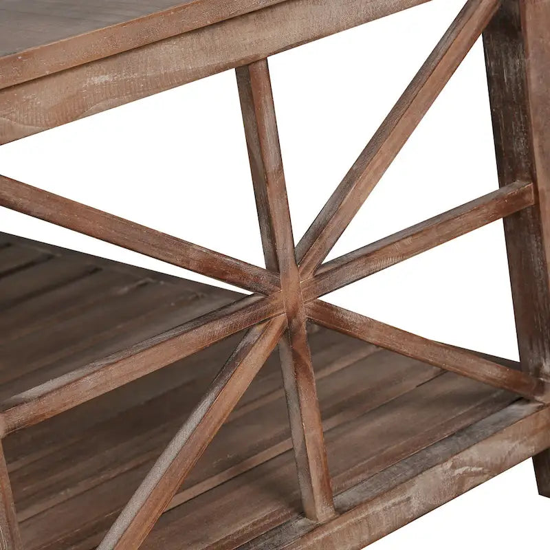 GDFStudio - Nathaniel Rustic Wood Coffee Table with Spacious Storage - 47.24 W x 23.62 D x 19.68 H