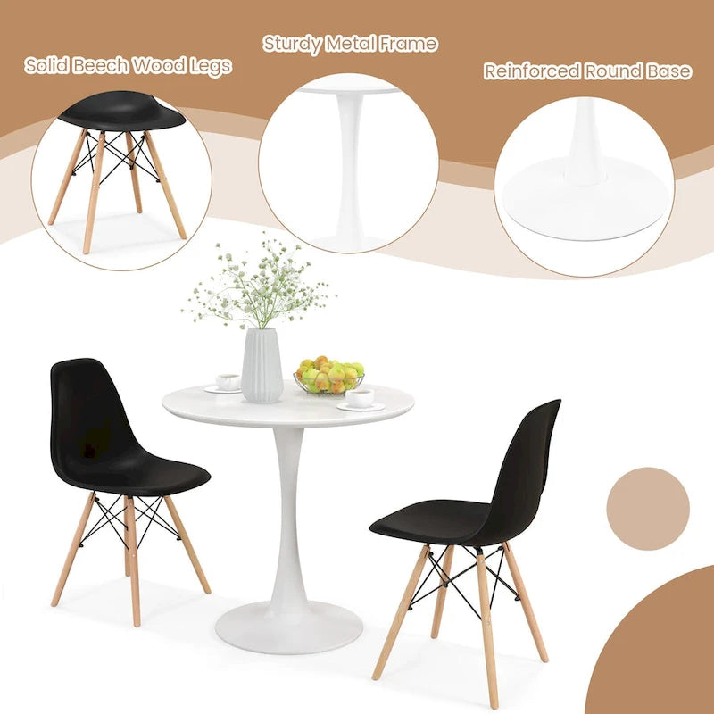 Gymax 5 PCS Dining Set Modern Round Dining Table 4 Chairs for Small