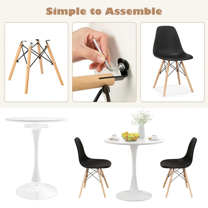 Gymax 5 PCS Dining Set Modern Round Dining Table 4 Chairs for Small