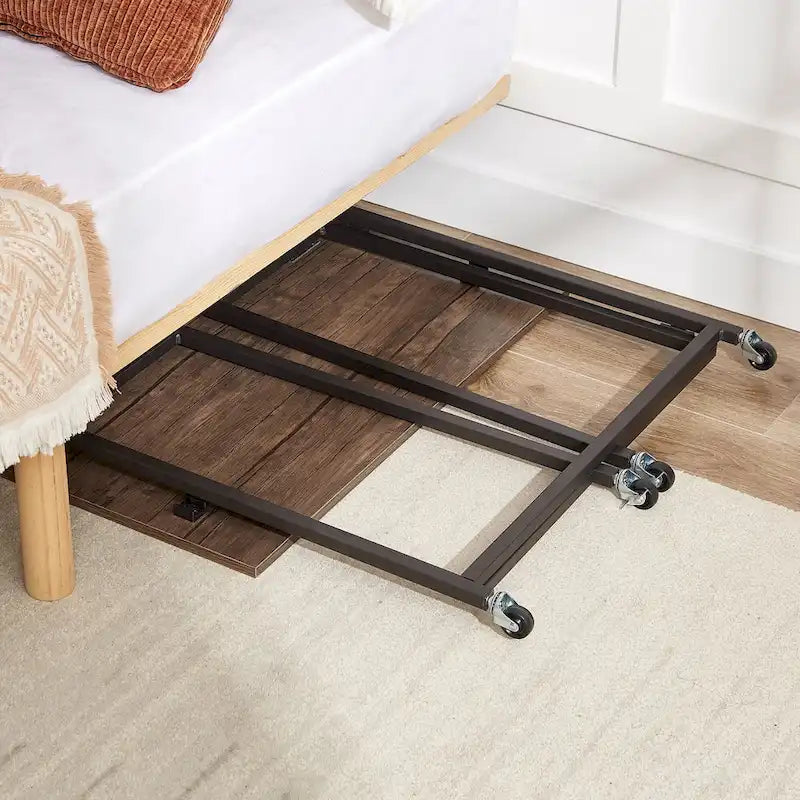 Javlerg Mobile Folding Computer Desk, 31.5 No Assembly Rolling Writing Desk, Space Saving Foldable Laptop Table for Home Office